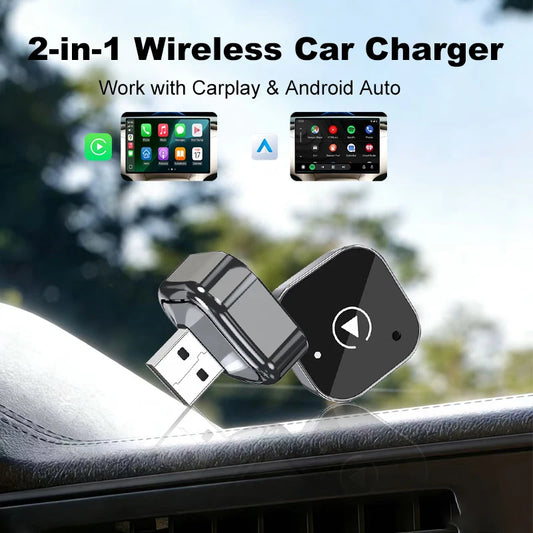 Transform Your Driving Experience with the Carplay Android Auto Wireless Adapter - 2 in 1 Smart Mini Box for Effortless Connectivity in Toyota, VW, Peugeot, Mazda, and Ford